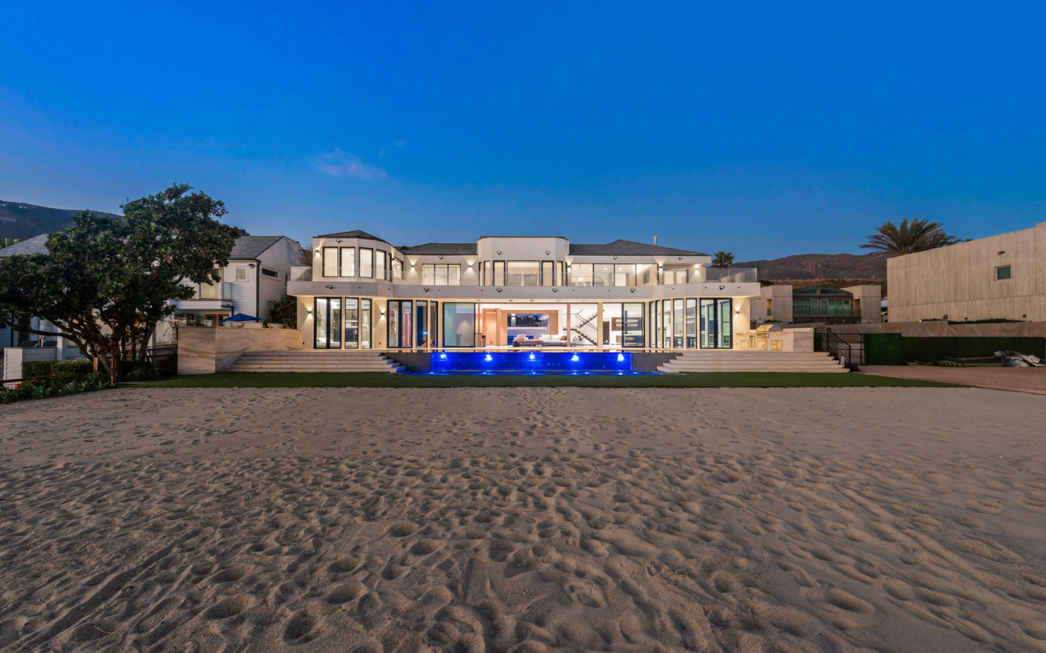 Private Malibu beachfront estate located directly on the sand