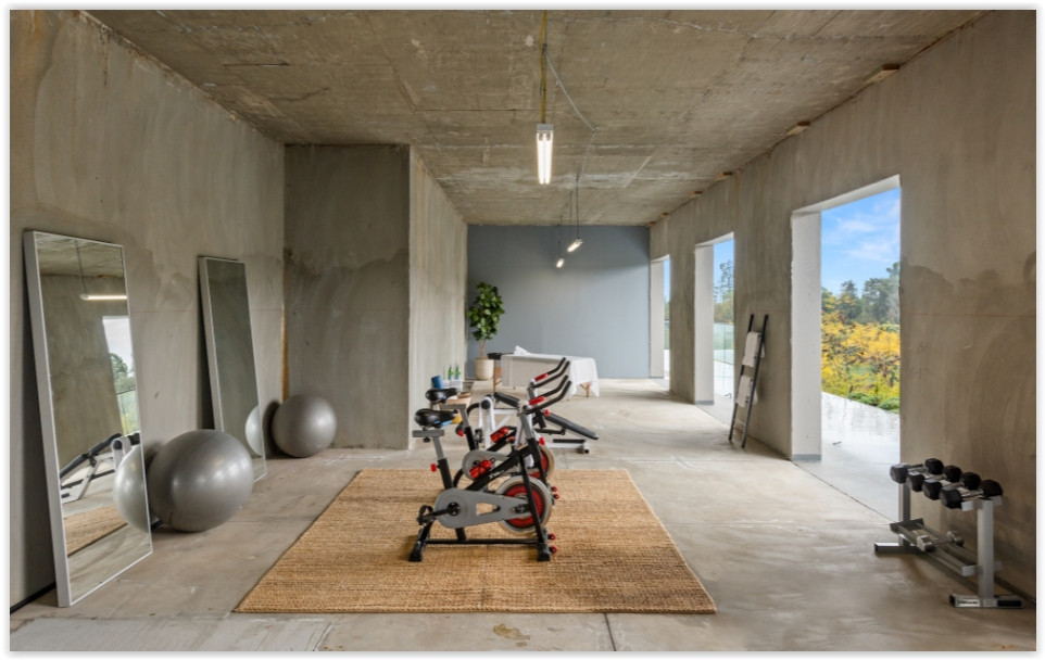 Flexible concrete interior space at D804-BH Beverly Hills private estate