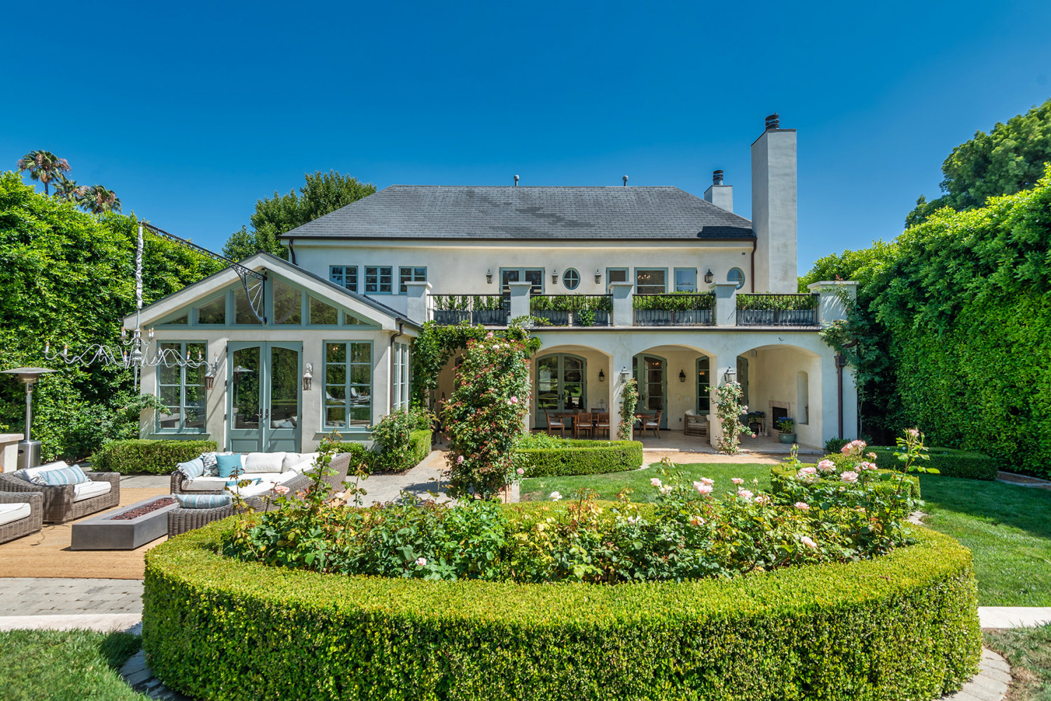 Garden and Arched Terraces Encino garden estate with arched terraces and manicured planting beds